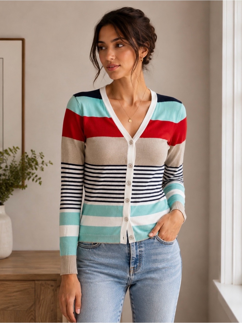 Brooks Brothers Women’s Striped Cotton Cardigan Multicolor Size S